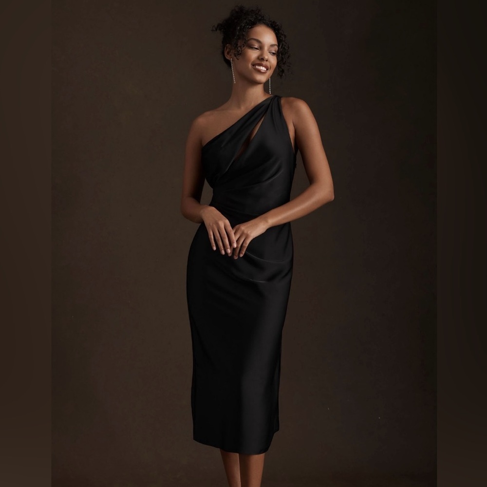 NWOT 
BHLDN by Carly Cushnie Adella One-Shoulder Cutout Sheath Midi Dress SIZE 6